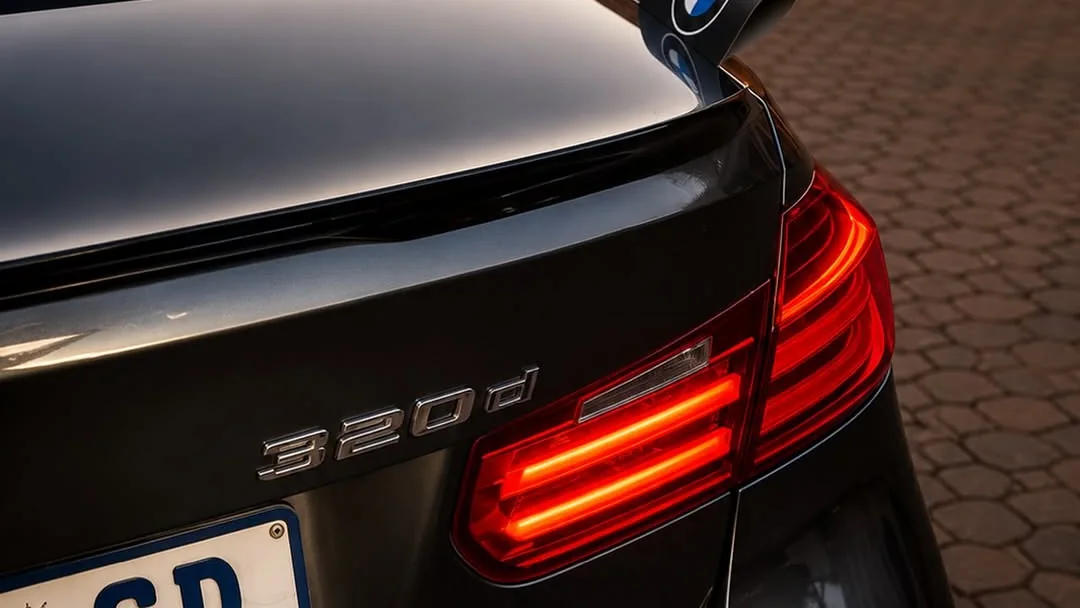 A black BMW at dusk with an AeroTag fitted
